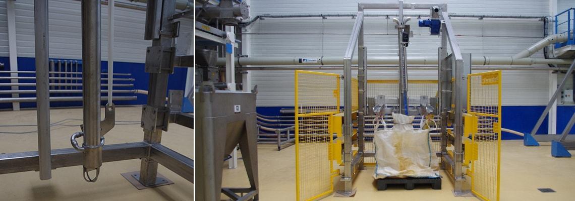 Bulk bag discharge by vacuum pipe for the contained feeding of pharmaceutical ingredients