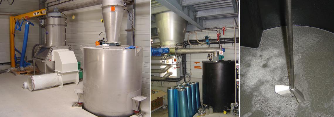 Discharge and pneumatic conveying of fluorinated derivatives 