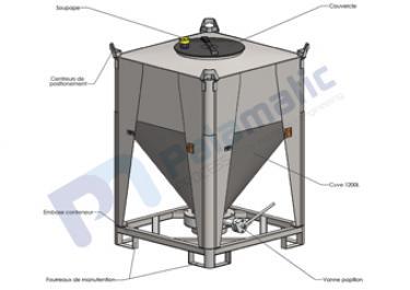 1200 liters storage container layout - Bulk material and powder handling 