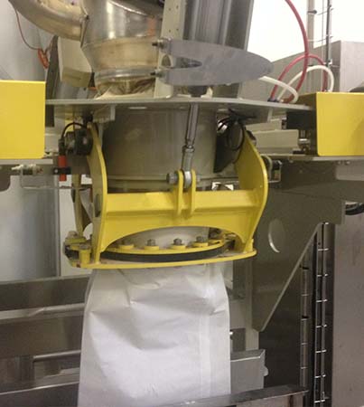 Sack filling system in food industry