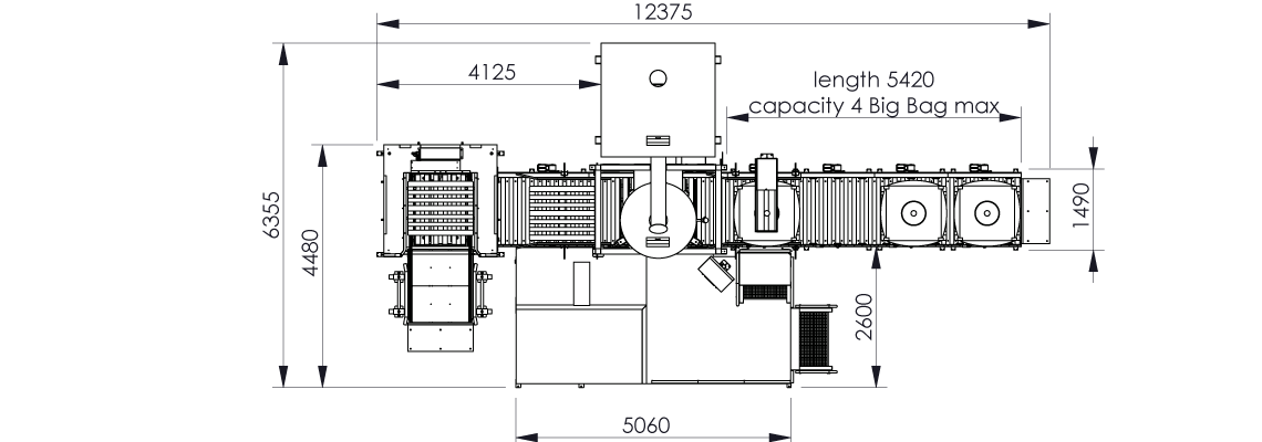 Big bag filling system Flowmatic 06 dimensions - Bulk powder handling 