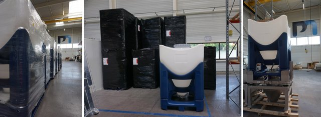 Stockage de poudres dans des conteneurs en polyéthylène 