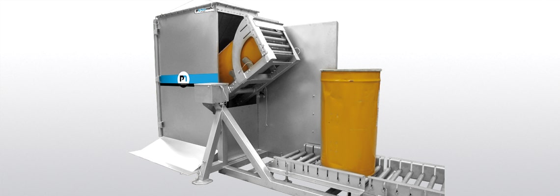 Drum discharging tipper bulk materials