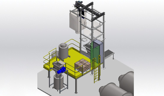 Frozen fruit discharger and crushing line