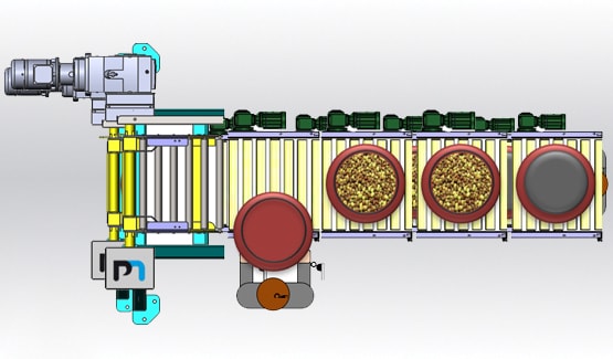 Barrel handling discharging line