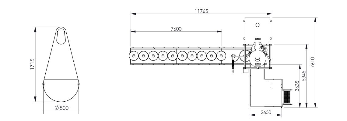 Big bag filling system Flowmatic 09 dimensions - Bulk powder handling 