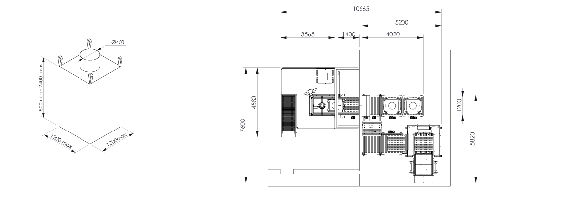 Big bag filling system Flowmatic 10 dimensions - Bulk powder handling 