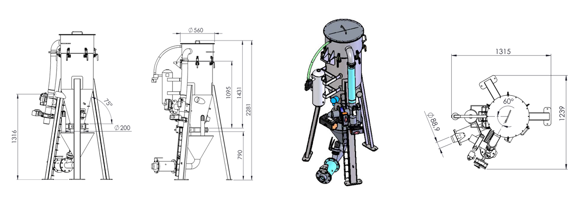 Vacuum pneumatic conveying with detached filter drawing