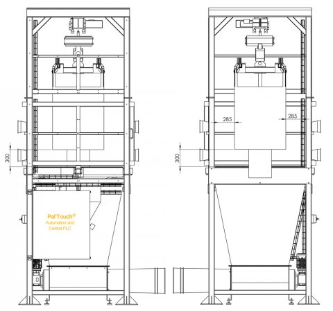 Plan 2D station de vidange big bag haute cadence