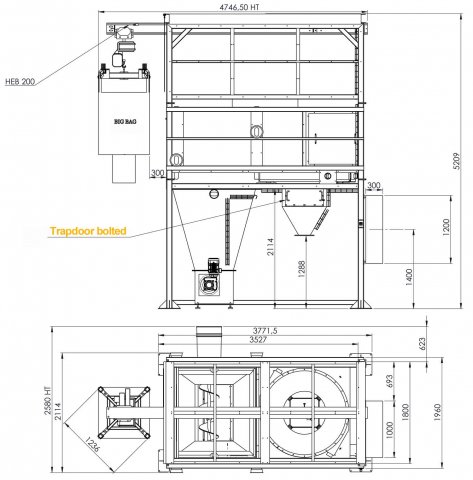 Dimensionnel station de vidange big bag haute cadence