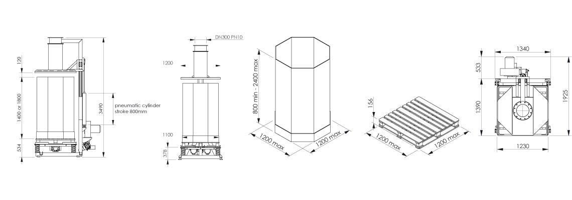 Octabin filling system layout OC1 - Bulk powder handling 