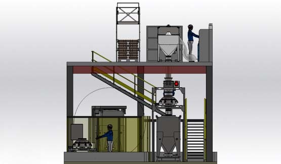 Implantation pour manutention poudres vétérinaires 