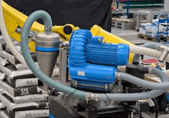 Vacuum pump and cyclone for fine particle recovery