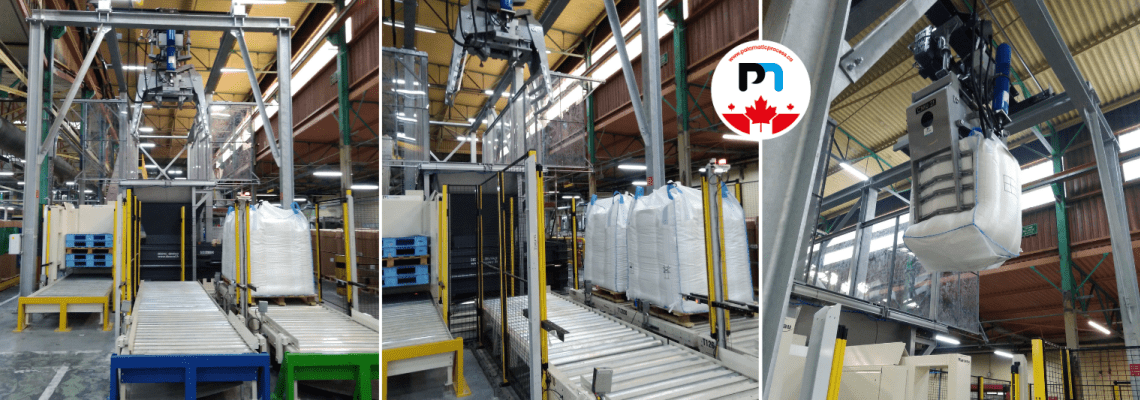 Déchargement automatisé et convoyage de bulk bags