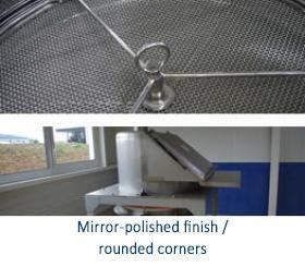 Mirror polished finish rounded corners