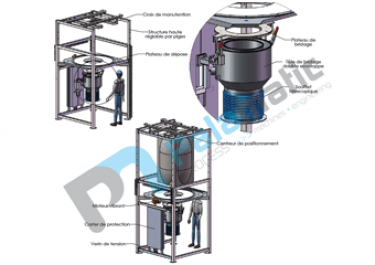 Telescopic tube big bag discharger layout 