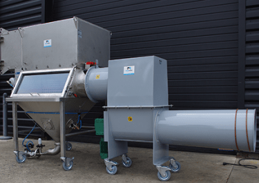 dust collection bag discharging station