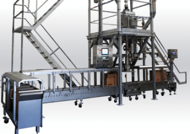 cardboard box filling bulk powders handling