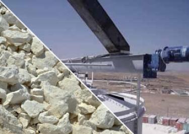 Discharge of big bags of cement for truck loading