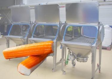 Bag dump station surimi production