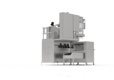 Ensacheuse hygiénique automatique Palamatic HBM1030 pour le conditionnement de poudres et produits sensibles en sacs préformés de 5 à 25 kg. Machine de remplissage et de soudure à haute cadence, adaptée aux industries agroalimentaire, chimique et pharmaceutique. Conception nettoyable NEP/CIP conforme aux normes BRC, IFS et EHEDG.