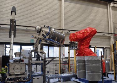 Cellule robotisée JUMBOT 1000 avec station de vidange hermétique pour fûts