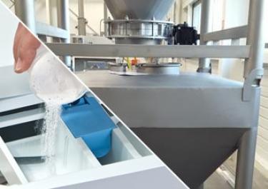 Laundry powder storage line