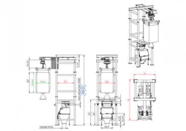 Sack and big bag discharging electric hoist unlacing cabinet