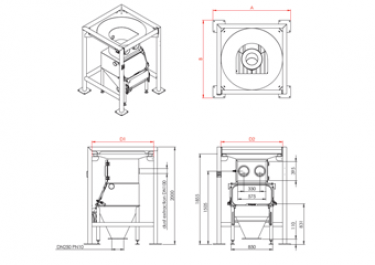 Low structure big bag and sack discharging forklift truck loading