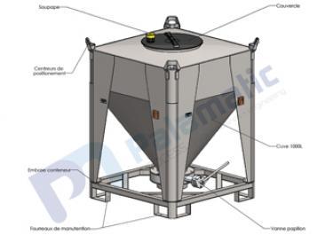 1000 liters storage container layout - Bulk material and powder handling 