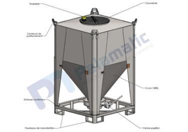 1500 liters storage container layout - Bulk material and powder handling 