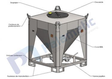 800 liters storage container layout - Bulk material and powder handling 