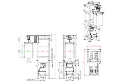 Big bag and sack discharging with electric hoist loading