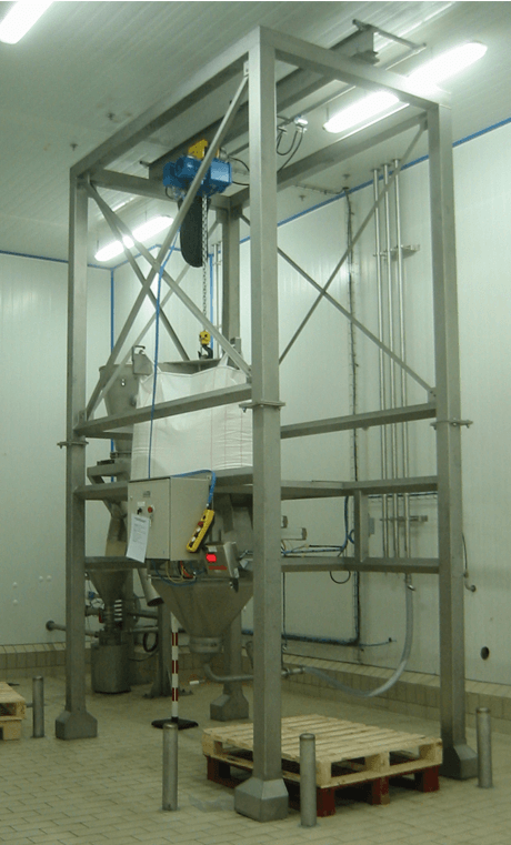 big bag discharging egg product