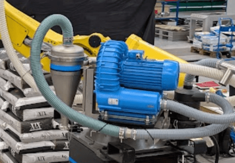 Vacuum pump and cyclone for fine particle recovery