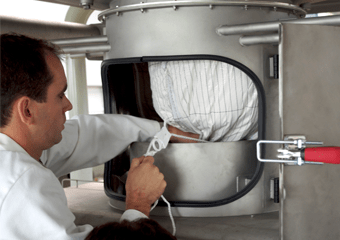 big bag discharger unlacing cabinet
